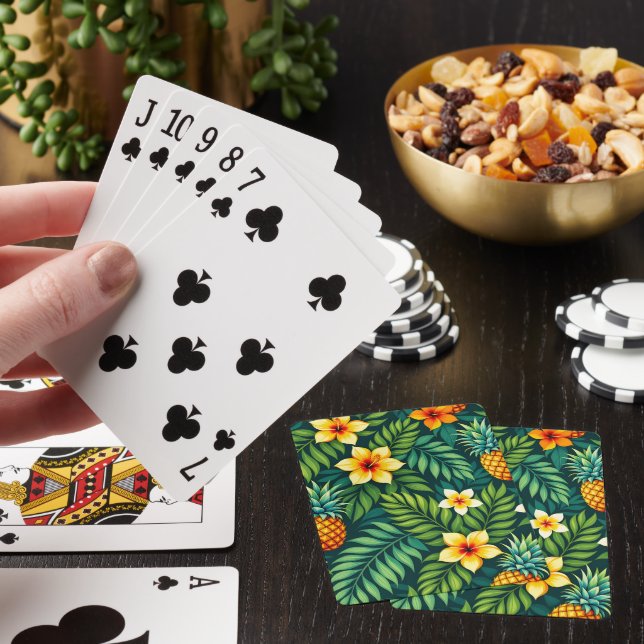 Tropiska blad och mönster med ananas casinokort (På plats)