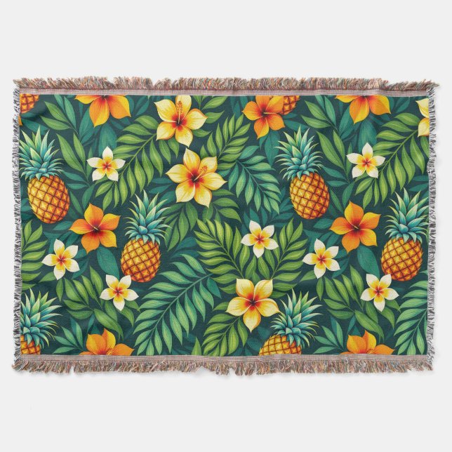 Tropiska blad och mönster med ananas filt (Framsidan)