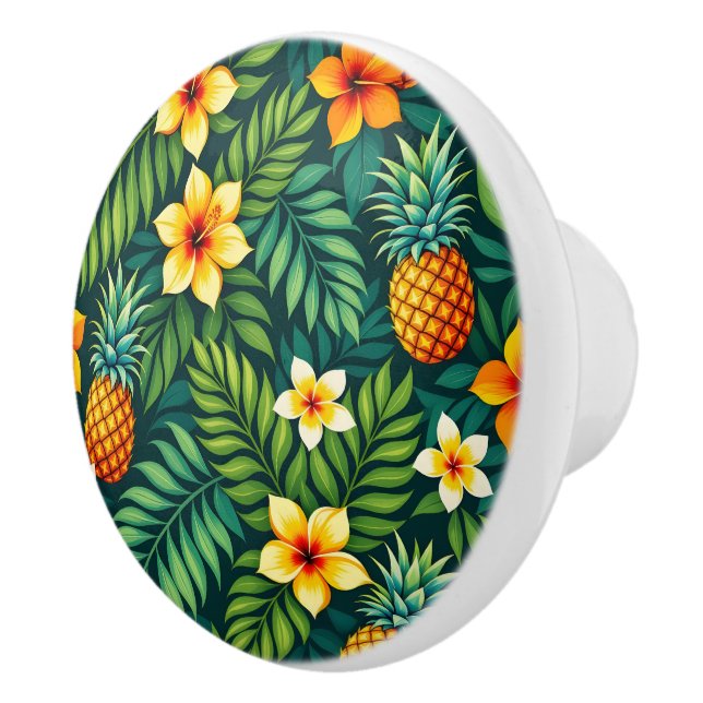 Tropiska blad och mönster med ananas knopp (Höger)