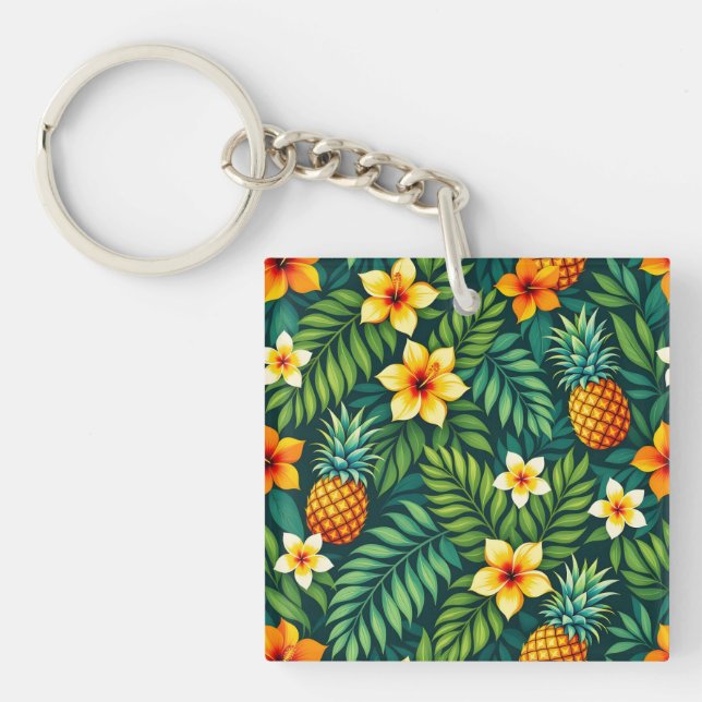 Tropiska blad och mönster med pineapple (Framsidan)