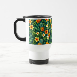 Tropiska blad och mönster med pineapple resemugg
