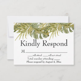 Tropiska blad Palm Bröllop RSVP-kort Tack Kort