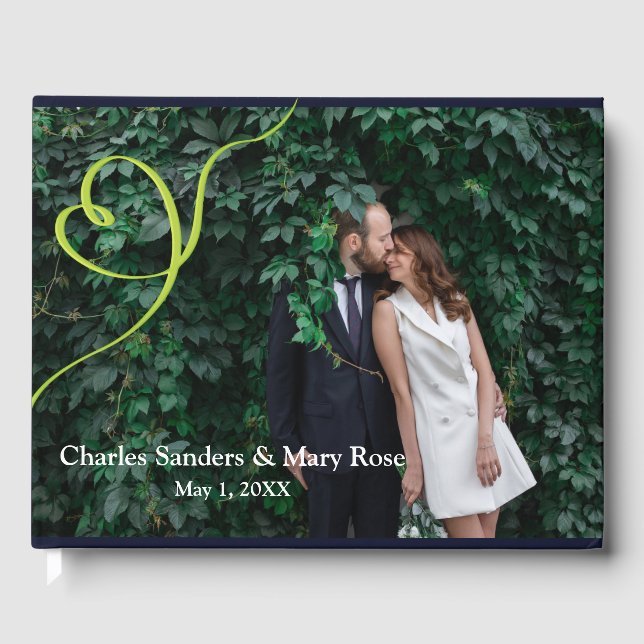 Tropiska blad Retro Giftermål Foto Gästbok (Framsida)