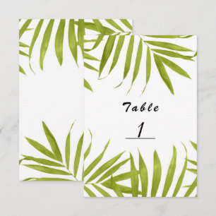 Tropiska blad sommar bröllop bord nummer kort