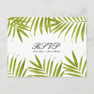 Tropiska blad sommar elegant bröllop RSVP Inbjudan Vykort
