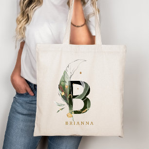 Tropiska bladmonogram bokstav "B" Personlig Tygkasse