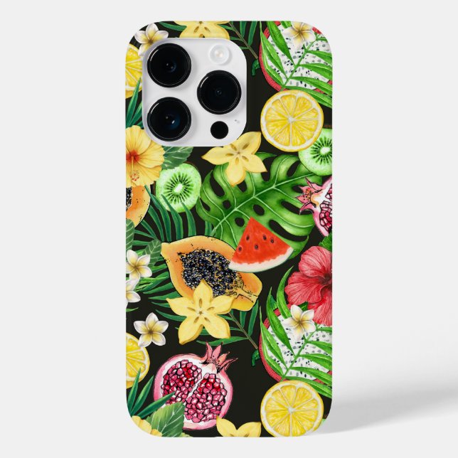 Tropiska blandningar av frukt, blommor och löv på  (Baksida)