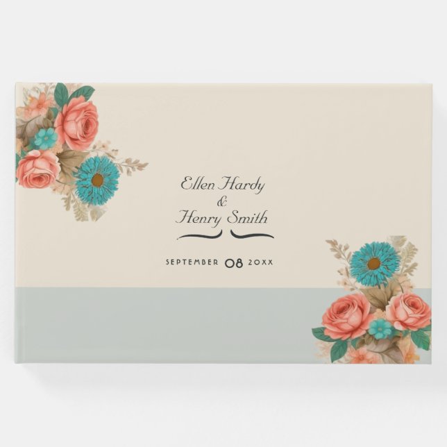 Tropiska blåsor och Gröntar Eco-Friendly Beach Wed Gästböcker (Framsida)