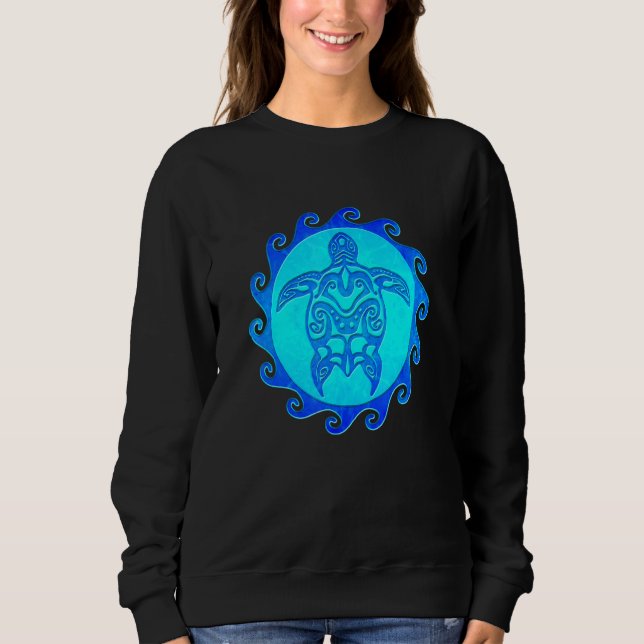 Tropiska Blåstammen Turtle Maori Sol T Shirt (Framsida)