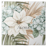 Tropiska blåvitblommor Bröllop Kakelplatta<br><div class="desc">Tropical Blue White Flowers aloha</div>