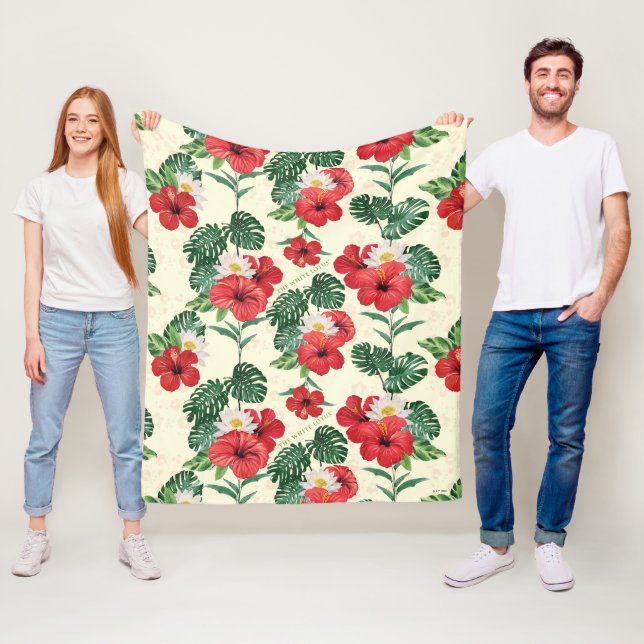 Tropiska blodkroppar av vita lotus fleecefilt (På plats)