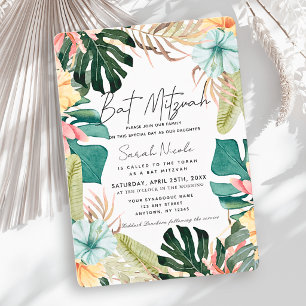 Tropiska blom- och botaniska växter Bat Mitzvah Inbjudningar