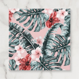 Tropiska blomblad Hibiskus blommor Gåvor Etiketter