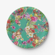 Tropiska blomfåglar Vattenfärg fest