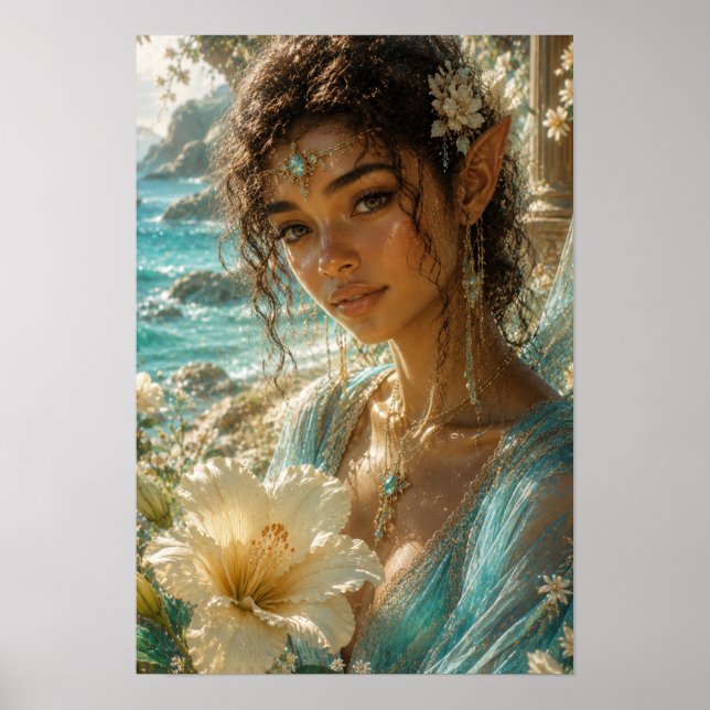 Tropiska Blommande Änglar: Havets Förtrollerska Poster (Framsidan)