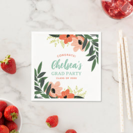 Tropiska Blommigt Personligen Grad Party Pappersservett