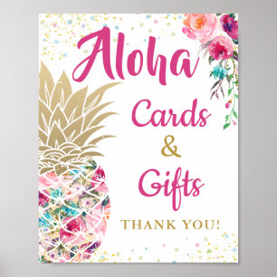 Tropiska Blommigtar för ananas Rosa Poster