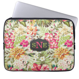 Tropiska Blommigtar för rosa och Grönt Laptop Sleeve