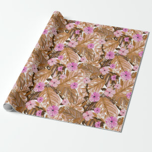 Tropiska Blommigtar och Löv Presentpapper