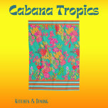 Tropiska Blommigtar Teal, Orange, Gult med Trim Kökshandduk<br><div class="desc">Tropiska Blommigtar Teal,  Orange,  Gult med Trim i Teal och Orange. Olika tropiska temainriktade handdukar finns i Cabana Tropical. Ett underbart sätt att ändra säsongen i ditt hem eller stuga.</div>