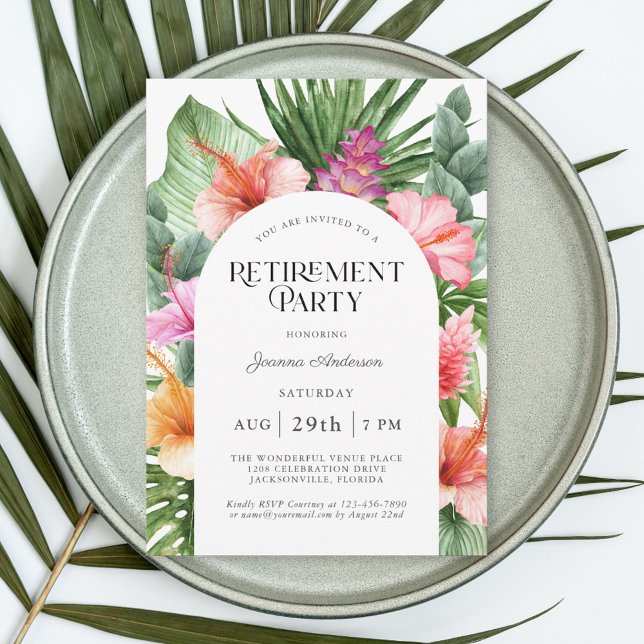 Tropiska Blommigten Arch Ram Pension Party Inbjudningar (Available as printed and paperless digital download!)