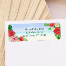 Tropiska Blommigten Beach Wedding Returadress