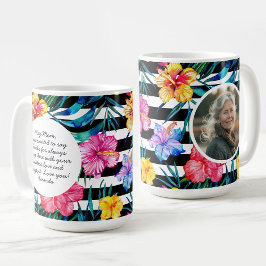 Tropiska Blommigten Black Rand | Mors dag Photo Kaffemugg