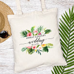Tropiska Blommigten Bröllop Calligraphy Tygkasse<br><div class="desc">Tropisk Blommigt i vattenfärg Greenery Bröllop Calligraphy Tote Bag</div>