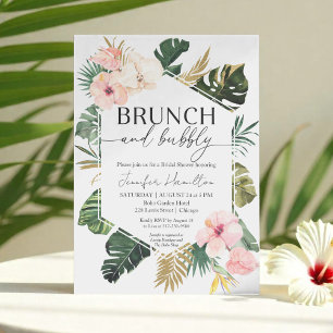 Tropiska Blommigten Brunch och Bubly Möhippa Inbjudningar