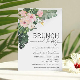Tropiska Blommigten Brunch och Bubly Möhippa Inbjudningar