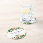 Tropiska Blommigten Flamingo Bröllop Underlägg Papper Rund<br><div class="desc">Den moderna vattenfärgen Tropical Blommigt Greenery Bröllop Underlägg med Rosa Flamingo.</div>