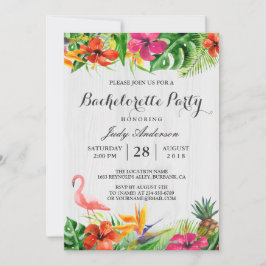 Tropiska Blommigten Flamingo Luau Bachelorette Par Inbjudningar