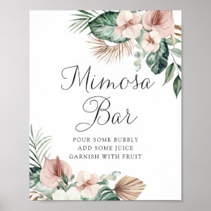 Tropiska Blommigten Handflatan Bröllop Mimosa Pub Poster