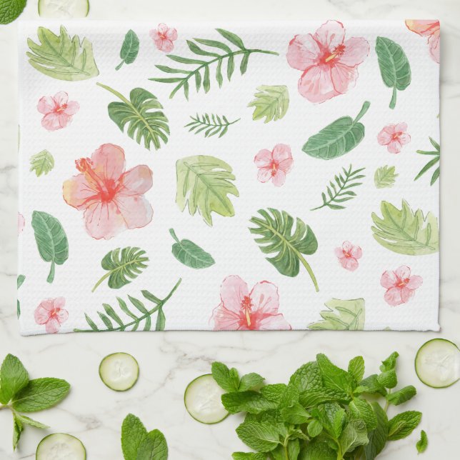 Tropiska Blommigten Hawaii Kökshandduk (Vikta)
