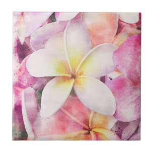 Tropiska Blommigten Hawaii Plumeria Kakelplatta