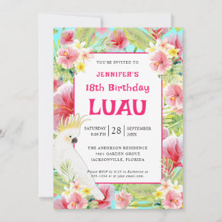 Tropiska Blommigten Hawaiian Birthday Luau Inbjudningar
