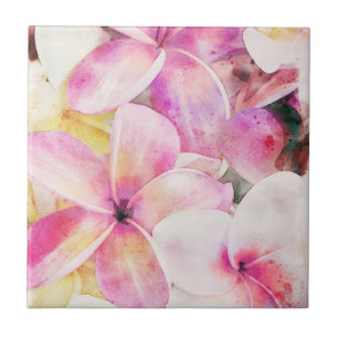 Tropiska Blommigten Hawaiian Plumeria Kakelplatta