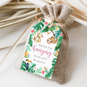 Tropiska Blommigten Jungle Animals Barns födelseda Presentetikett