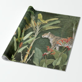 Tropiska Blommigten Leopard Jungle Foliage Decoupa Presentpapper