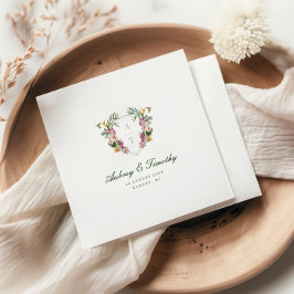 Tropiska Blommigten Monogram Bröllop Pappersservett