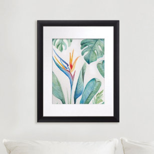 Tropiska Blommigten och Handflatan Löv Poster