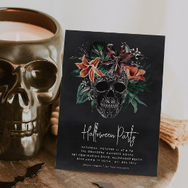 Tropiska Blommigten Skull Halloween fest Inbjudningar