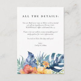 Tropiska Blommigten Sommarfärg Bröllop Tilläggskort