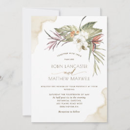 Tropiska Blommigten Torkade Handflatan Löv, Cream Inbjudningar