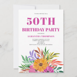 Tropiska Blommigten vid Rosans 50:e födelsedag Inbjudningar