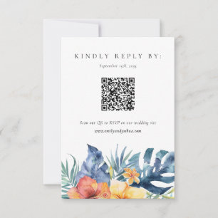 Tropiska Blommigtens Bröllop OSA QR-kod, sommar Kort