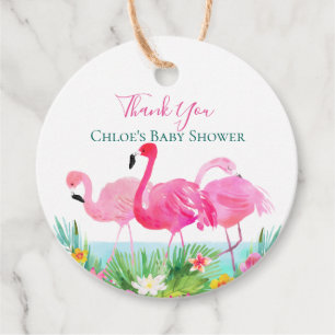 Tropiska Blommigtens Rosa Flamingos Gåvor Etiketter