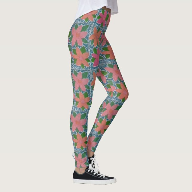 Tropiska Blommönster Leggings (Höger)