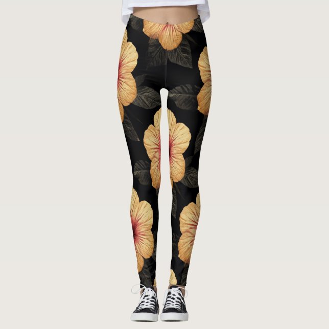 Tropiska blommönstrade leggings (Framsida)