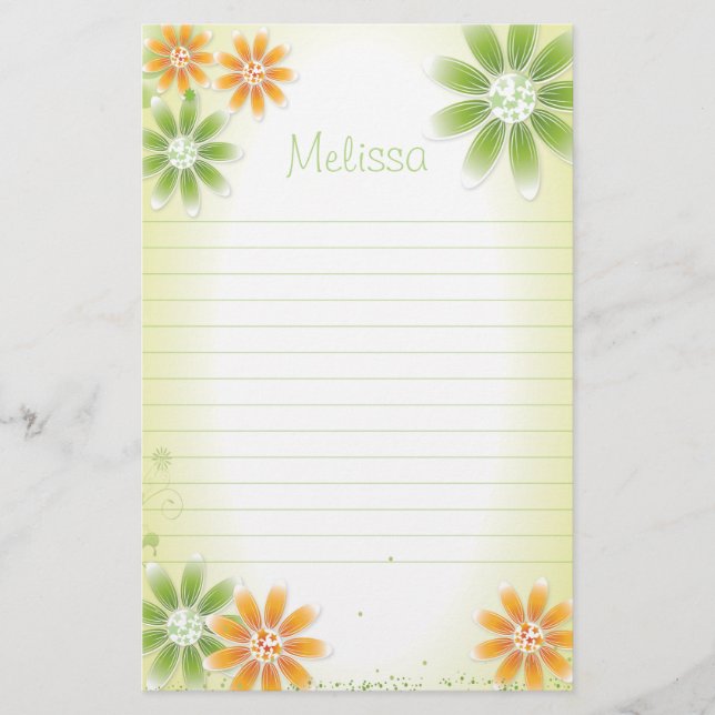 Tropiska blommor 5,5" x 8,5" brevpapper (Framsida)